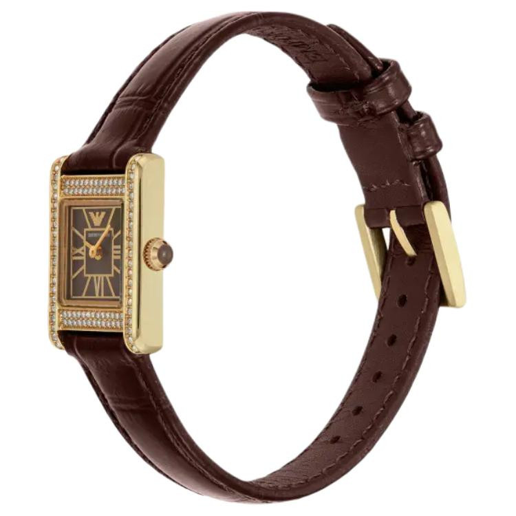 Emporio Armani Armbanduhr, Quarz, Leder, Braun, Damen - Bild 3