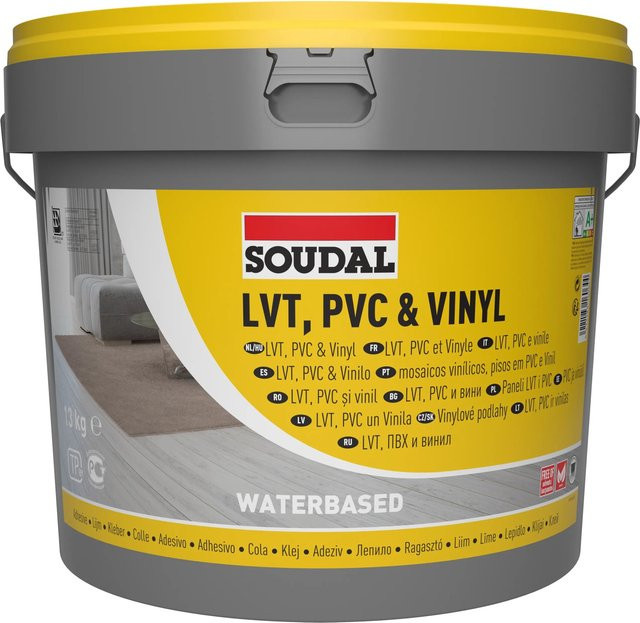 Soudal Vinyl- & PVC-Kleber Dispersion in Braun und Gelb, 13 kg - Bild 1