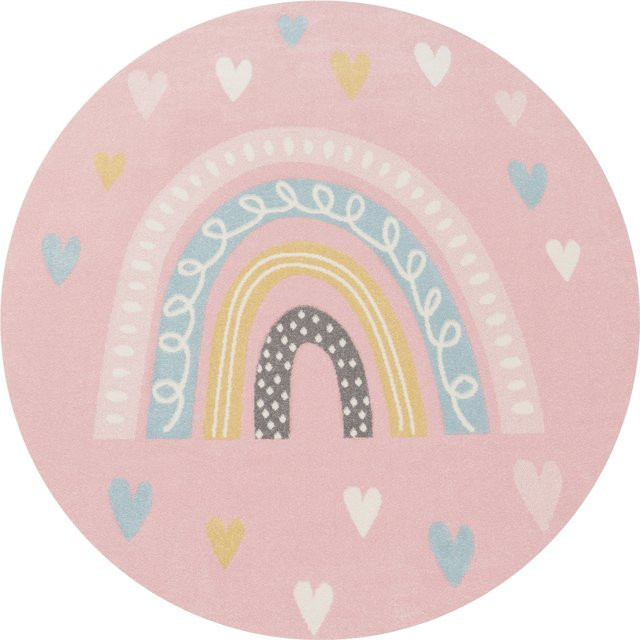 Kinderteppich Ninique Regenbogen-Motiv pink rund Durchmesser: 160 cm - Bild 1