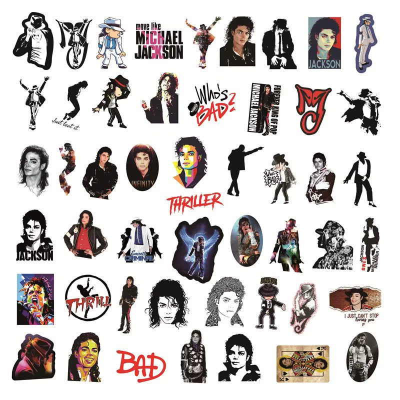 50 Stück Rockstar Michael Jackson Aufkleber in Multicolour als coole Graffiti-Sticker für Skateboard, Laptop, Gepäck und Handy zur Dekoration - Bild 4