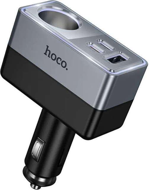 HOCO Z65A Auto-Ladegerät mit 165W, 1 x Zigarettenanzünder-Erweiterung, 1 x USB-A und 2 x USB-C, Schwarz - Bild 1
