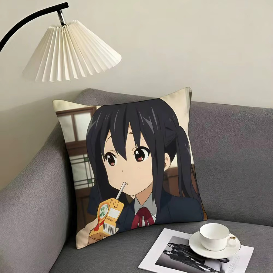 Kawaii Cartoon Kissenbezug mit Yui Mio Azusa Tsumugi Motiv, quadratisch, mehrfarbig, B/B/B: 40 x 40 x 40 cm - Bild 3