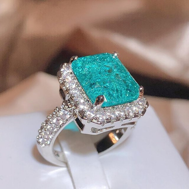 Bui Ling Jewelry Ring, Smaragd, Zirkonia, Silber, Messing, Damen, blau - Bild 1