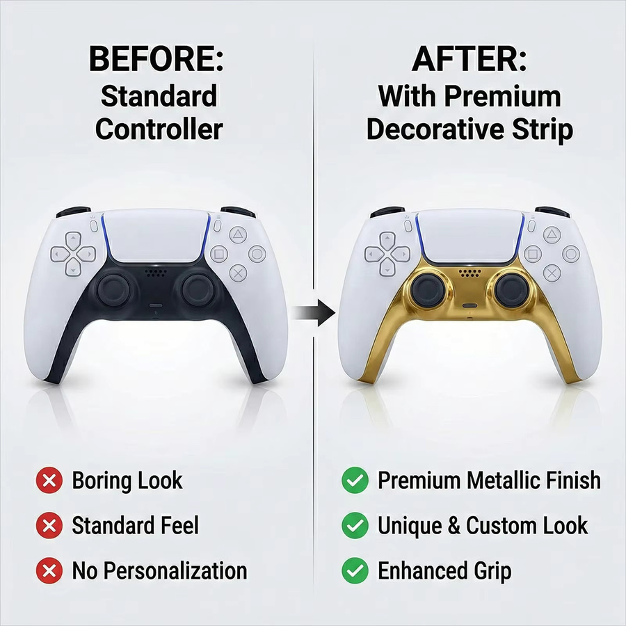 DUNTIS Chrom Zierleiste für PS5-Controller-Joystick in Silber inklusive Hebelwerkzeug für DIY Präzisionsanpassung - Bild 3
