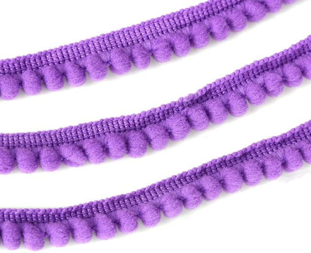 Home Craftdiy Pompom Trim Quaste Band mit Ball Fringe als DIY Nähzubehör für Bekleidung, Violett, 5 Yards, 5mm - Bild 1