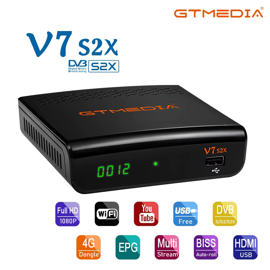 GTMEDIA V7 S2X Satellitenreceiver in Schwarz mit DVB-S/S2/S2X Unterstützung und USB-WLAN für Ccam, Newcam, VCM/ACM, Multi-Stream, T2MI und PLS - Bild 2