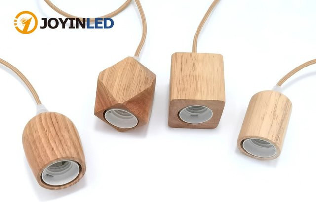 JOYINLED Holz Pendelleuchte E27 in natürlicher Farbe für Wohnzimmer und Schlafzimmer im Vintage-Design - Bild 1
