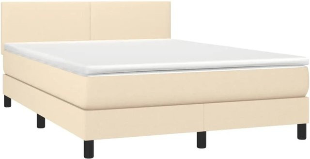 vidaXL Hybrid-Boxspringbett mit Matratze und LED-Unterbettbeleuchtung in Beige, B/T/H: 140 x 190 cm - Bild 1