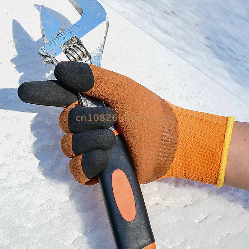 Arbeitsschutzhandschuhe aus Gummi und Latex in Orange, 1 Paar verschleißfeste und rutschfeste Handschuhe mit samtiger Innenseite für die Baustelle - Bild 4