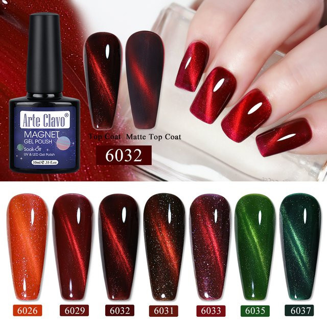 Arte Clavo Crystal Cat Eye Magnetischer Gel-Nagellack, 10 ml, Rot - Bild 1