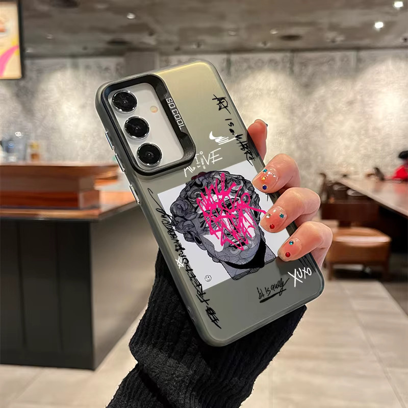David Handyhülle für Samsung Galaxy A56 A55 A54 A36 A35 A34 A26 A25 A24 A16 A15 A14 Laser Design aus hartem PC und TPU in Grau - Bild 2