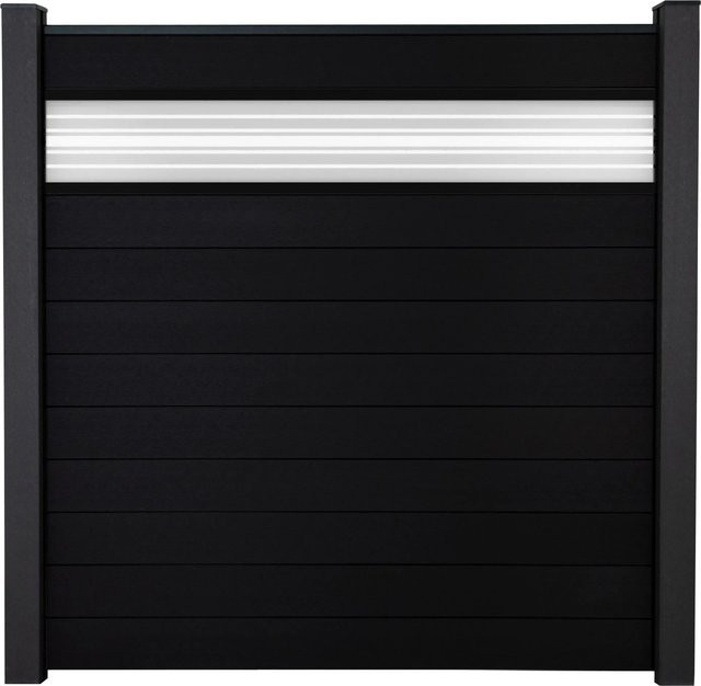 GroJa Steckzaun Solid mit Glas-Design Einsatz in Schwarz, B/H/T: 180 x 180 x 1,9 cm - Bild 1