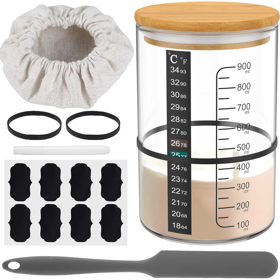 Willstar 9-teiliges Sauerteig-Starterglas-Set aus Glas, transparent, 900 ml - Bild 4