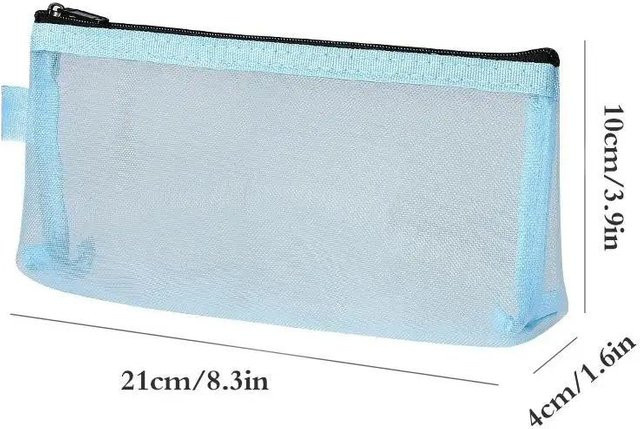 Transparente Mesh-Stiftemappe von Love Home Garden in Blau für Schule und Büro - Bild 1
