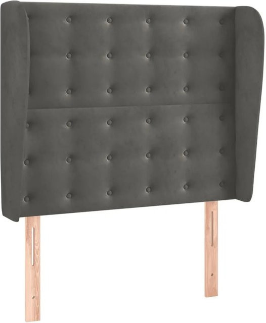 vidaXL Kopfteil mit Ohren in Dunkelgrau aus Samt, B/T/H: 103 x 23 x 118/128 cm - Bild 1