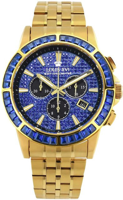 Louis XVI Chronograph, Edelstahl, Quarz, 43 mm, Herren, Blau - Bild 1