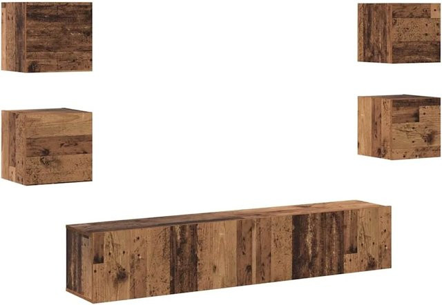 6-teiliges vidaXL TV-Schrank-Set in Altholz Braun aus Holzwerkstoff, B/T/H: 160 x 30 x 30 cm - Bild 1