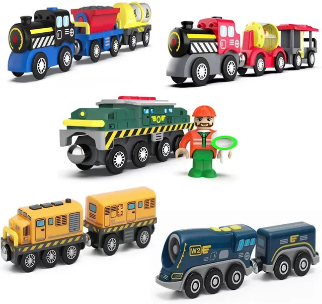 SHINEHENG Magnetische Elektrische Zug Auto Lokomotive Holz, Eisenbahn Track, Pädagogisches Spielzeug - Bild 1