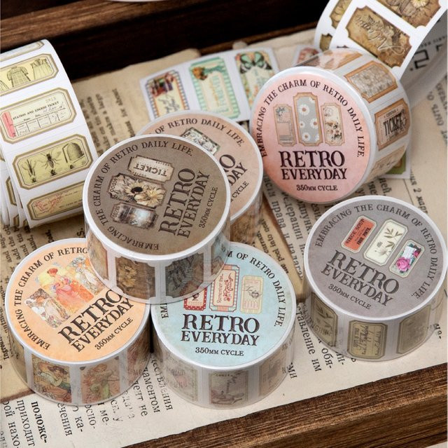 Vintage Brief Washi Tape Dekor Bänder in Multicolour für Scrapbooking und DIY Bastelarbeiten, Breite: 2,5 cm - Bild 1