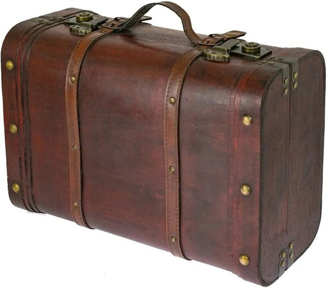 HMF Vintage Schatztruhe aus Holz in Braun B: 45,0 cm, T: 30,5 cm, H: 20,0 cm - Bild 1