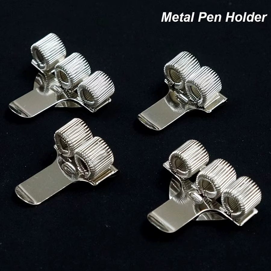 Tragbarer elastischer Stifthalter mit Metall-Schleife und Clip in Silber für dein Notebook - Bild 2