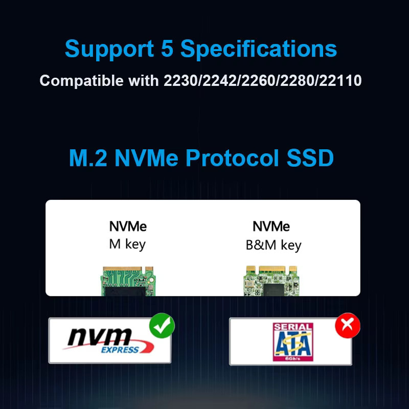 OULLX M.2 NVMe SSD zu PCIe Adapterkarte für Desktop-PCs, unterstützt 2230 2242 2260 2280 22110, Schwarz - Bild 4