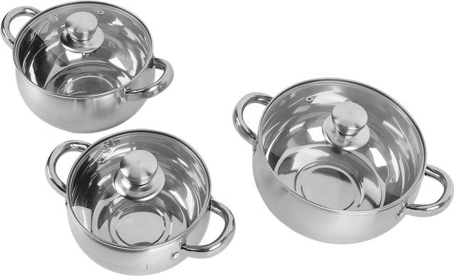 3-teiliges Nensit Suppentopf-Set aus Edelstahl in Silber mit Antihaftbeschichtung und Deckeln - Bild 1