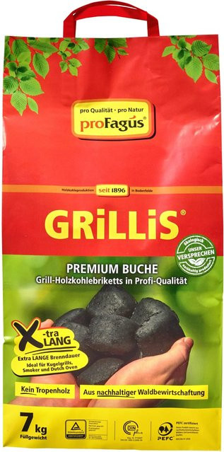 proFagus Grillis Buchen-Holzkohlebriketts, 7 kg - Bild 1