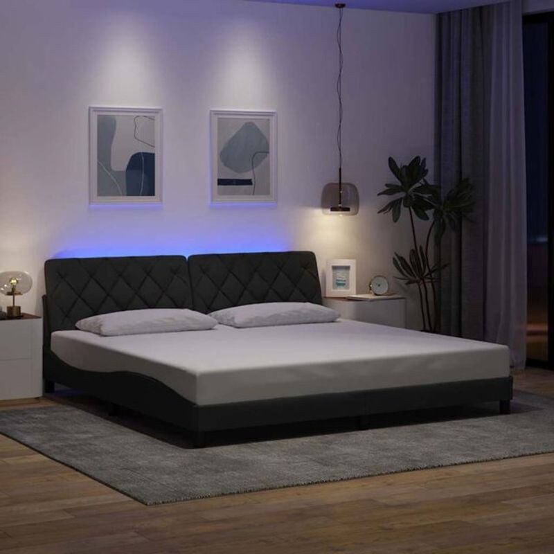 vidaxl Polsterbett mit LED ohne Matratze in Anthrazit Grau B/T: 200 x 200 cm - Bild 1