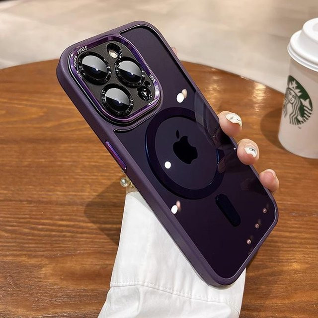 Bonnie 2 Magnetische Schutzhülle mit Linsenschutz für iPhone 11 bis 15 Pro Max in Transparent-Lila mit MagSafe Wireless Charging Unterstützung und mattem Finish - Bild 1
