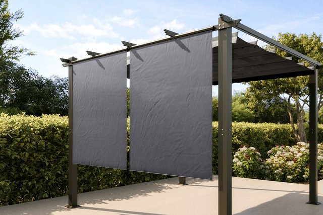 OUTFLEXX 2er Vorhangset für Pergola in Anthrazit aus Polyester, Breite: 120 cm, Höhe: 150 cm - Bild 1
