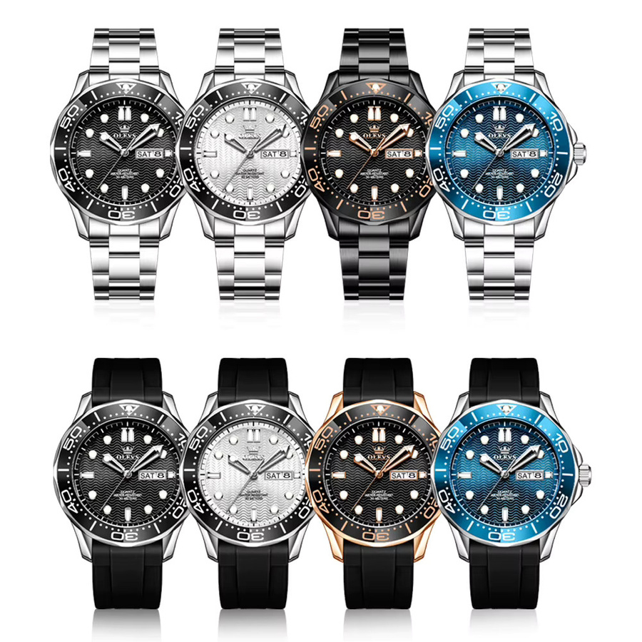 OLEVS Armbanduhr, Quarz, Edelstahl, Schwarz, Unisex - Bild 5