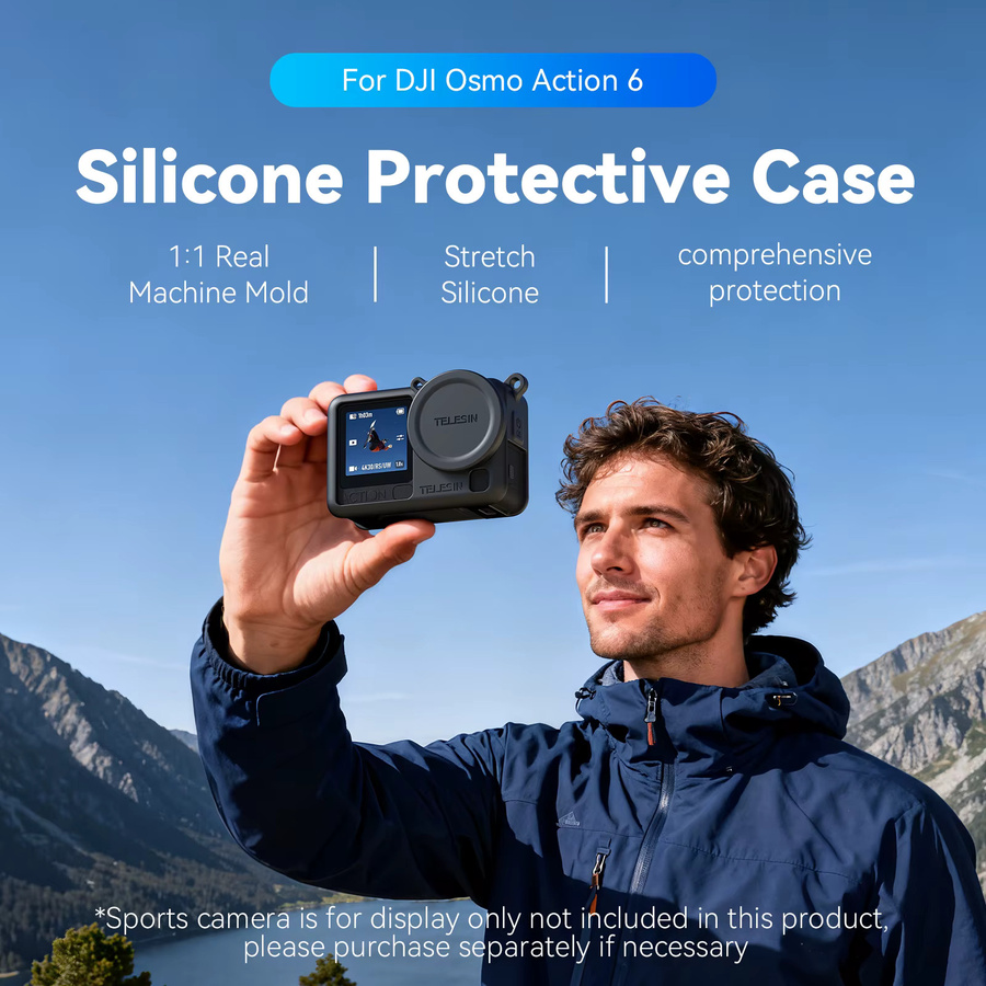 TELESIN Silikon Schutzhülle für DJI OSMO Action 6 Objektivkappe in Schwarz - Bild 2