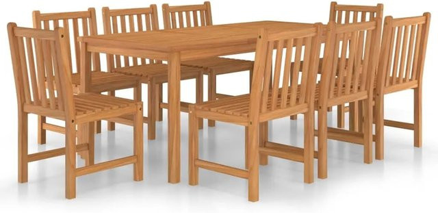 vidaXL Garten-Essgruppe Modell 15 aus Massivholz Teak in Braun, 9-teilig - Bild 1