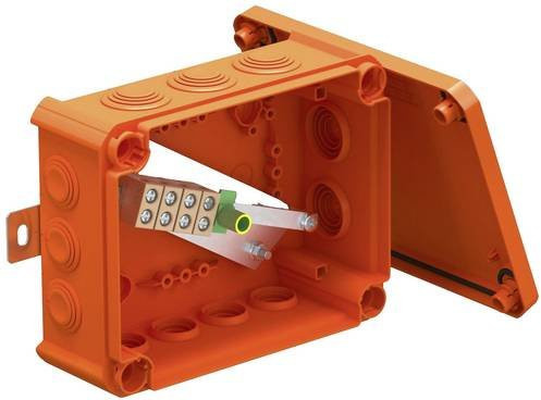 OBO Bettermann Abzweigkasten 7205742 mit Schraubklemmen, halogenfrei, orange, L: 19,0 cm, B: 15,0 cm - Bild 1