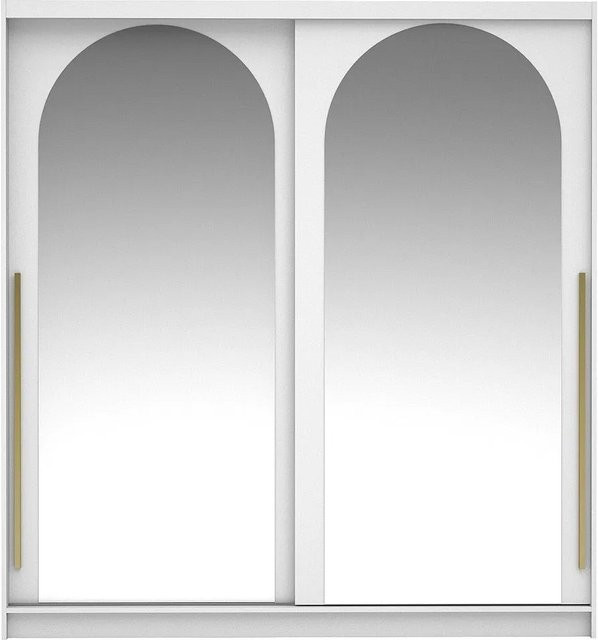 Vente-unique Kleiderschrank Alvareno Weiß mit Schiebetüren und Spiegel, B/T/H: 200 x 60 x 215 cm - Bild 1
