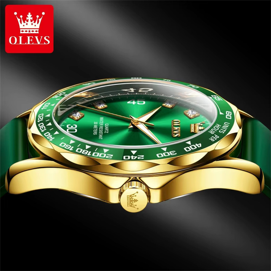 OLEVS Armbanduhr Quarz, Silikonarmband, Grün, Herren - Bild 3