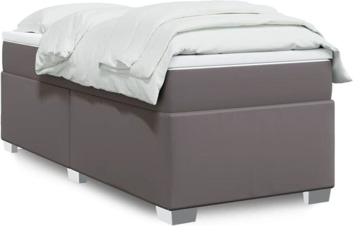 vidaxl Boxspringbett mit Matratze in Grau aus Kunstleder B/T/H: 80 x 200 x 46 cm - Bild 1