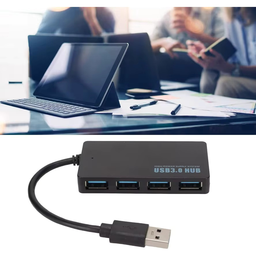LccKaa USB-C auf USB 3.0 4-Port Hub, Hochgeschwindigkeits-Datenkonverter in Schwarz - Bild 3