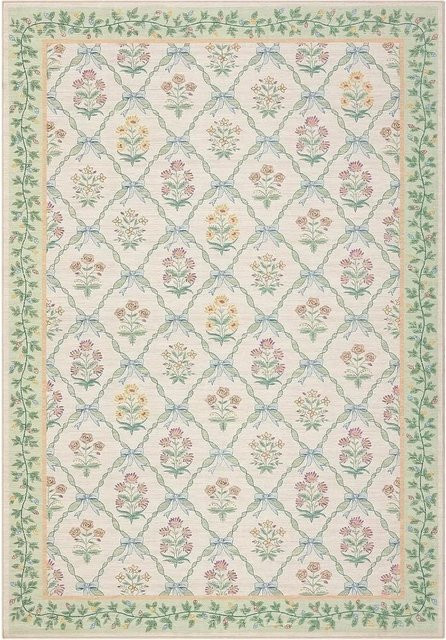JGJG Wohnzimmerteppich mit floralem Muster, Maschinenwaschbar und Rutschfest, Mehrfarbig, B/T: 60 x 90 cm - Bild 1