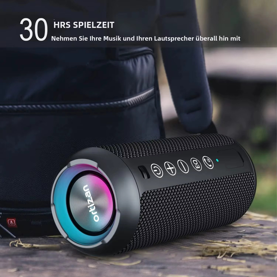 Ortizan X10 Tragbarer Bluetooth-Lautsprecher in Schwarz mit IPX7 Wasserdichtigkeit und TWS-Kopplung - Bild 3