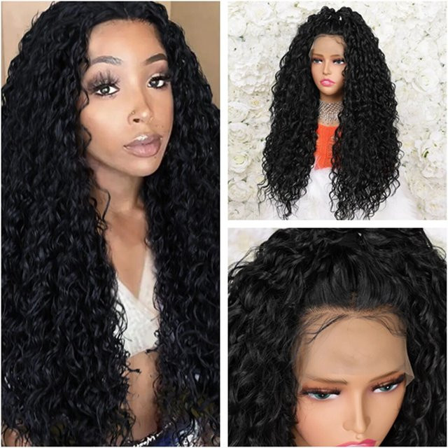 Vearda Haarperücke, lange lockige Lace Front Perücke, synthetische Faser, Damen - Bild 1