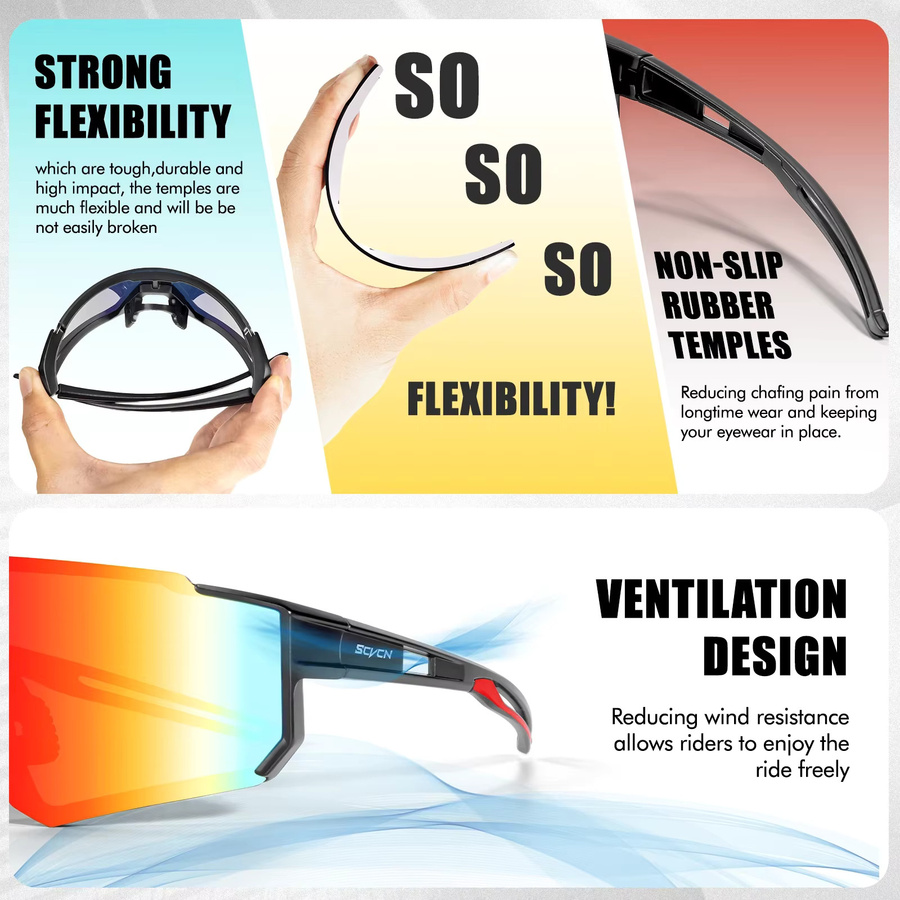 SCVCN Sportsonnenbrille, Unisex, Vollrand, Wrap - Bild 4