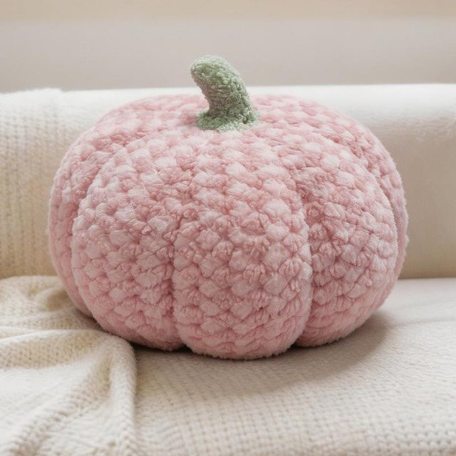 Yiran Health & Beauty Plüschkürbis Kissen in Bunt und Pink, weiches Dekokissen für Sofa und Schlafzimmer, Durchmesser: 20 cm - Bild 1