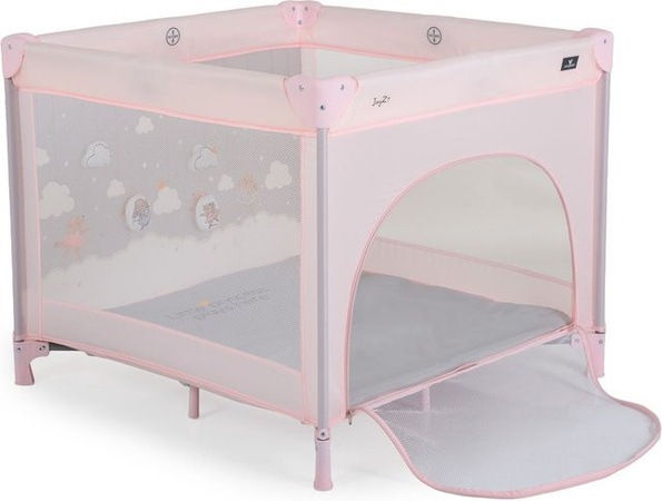 Cangaroo Laufstall Joyzi Reisebett inkl. Matratze und Plüschfiguren in Rosa