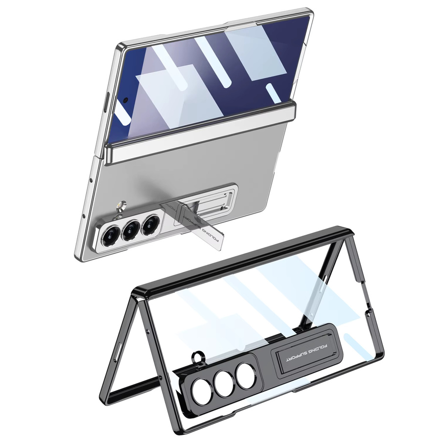 Transparente, stoßfeste Handyhülle mit Displayschutzfolie für Samsung Galaxy Z Fold 7 in Silber - Bild 2