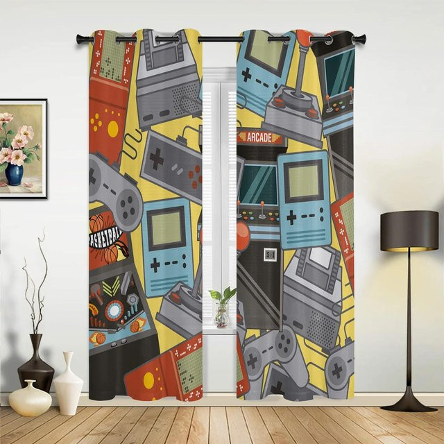Gamepad-Videospiel Cartoon Vorhang für Kinderzimmer und Wohnzimmer, Mehrfarbig, Breite: 135 cm, Höhe: 160 cm - Bild 1