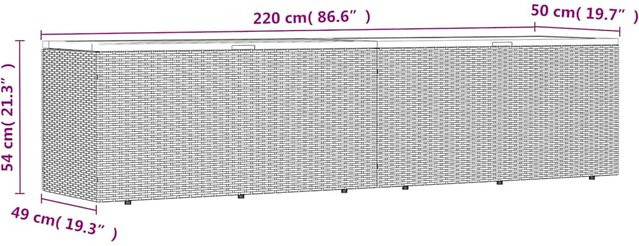 Garten Aufbewahrungsbox VD Home Furnishing aus Polyrattan und Akazienholz in Grau, B/T/H: 220 x 50 x 54 cm - Bild 1