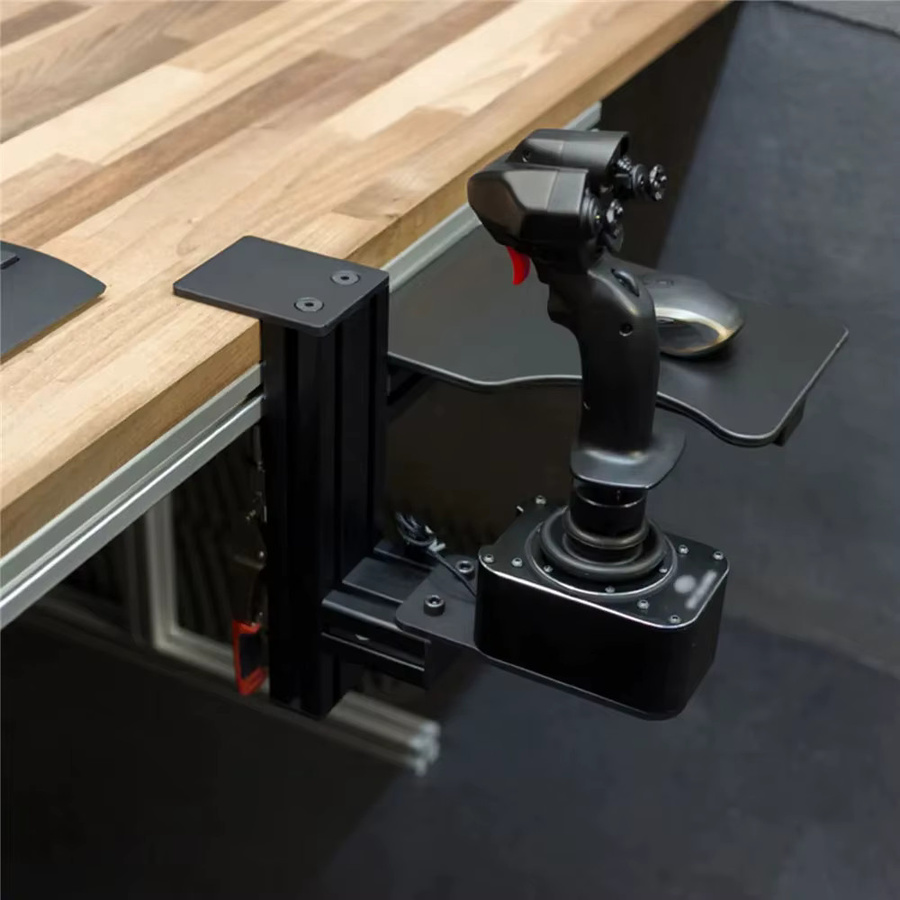 Schreibtischhalterung aus Metall für Thrustmaster HOTAS X56 und VKB Flight Simulator Joystick sowie Tastatur und Maus in Schwarz - Bild 2