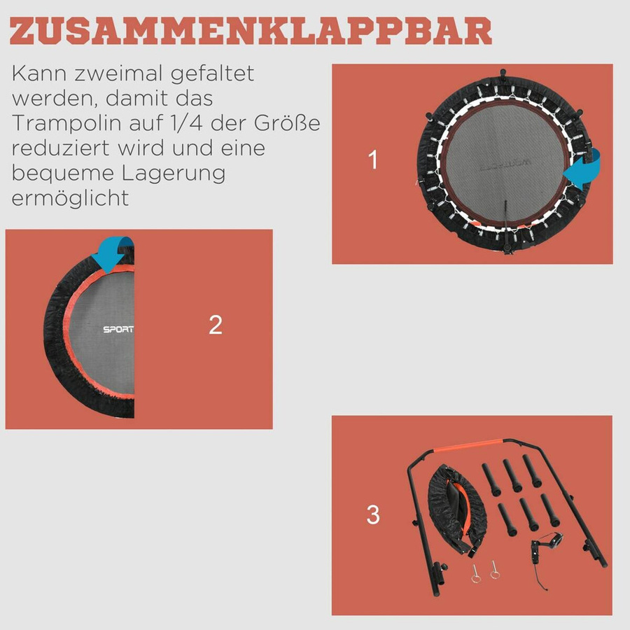 SPORTNOW Trampolin, rot, 102x123x102 cm - Bild 2